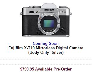 Fujifilm X-T10 Mirrorless Digital Camera-silver